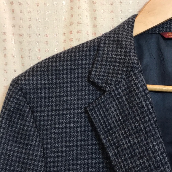 Navy Wool/Cotton Houndstooth Blazer - Picture 8 of 8